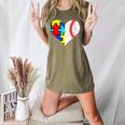 Autism Baseball Heart Autism Puzzle Baseball Mom Women's Heather T-Shirt Heather Olive Autism Baseball Heart Autism Puzzle Baseball Mom Women's Heather T-Shirt Heather Olive
