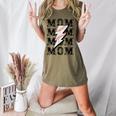 Baseball MOM Lightning Bolt Tshirt Retro Women's Heather T-Shirt Heather Olive