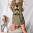 Busy Raising Ballers Softball Messy Bun Baseball Mom Women's Heather T-Shirt Heather Olive