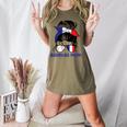 French Baseball Mom France Messy Bun Women's Heather T-Shirt Heather Olive French Baseball Mom France Messy Bun Women's Heather T-Shirt Heather Olive