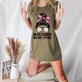 In October We Wear Pink Baseball Mom Messy Bun Breast Cancer Women's Heather T-Shirt Heather Olive In October We Wear Pink Baseball Mom Messy Bun Breast Cancer Women's Heather T-Shirt Heather Olive