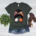 Baseball Mom Basketball Mom Of Both Messy Bun Mother's Day Women's Heather T-Shirt Heather Forest