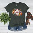 Baseball Mom With Garden Flowers Women's Heather T-Shirt Heather Forest Baseball Mom With Garden Flowers Women's Heather T-Shirt Heather Forest