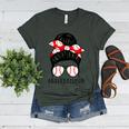Baseball Mom Leopard Messy Bun Game Day Women's Heather T-Shirt Heather Forest