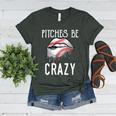 Baseball Mom Pitches Be Crazy Lips Premium Women's Heather T-Shirt Heather Forest