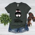 Baseball Momster Messy Bun Skull Mom For Women Halloween Women's Heather T-Shirt Heather Forest