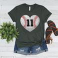 Baseball Number 11 Distressed Heart For Baseball Moms Women's Heather T-Shirt Heather Forest Baseball Number 11 Distressed Heart For Baseball Moms Women's Heather T-Shirt Heather Forest