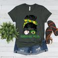 Brazil Baseball Mom Messy Bun Women's Heather T-Shirt Heather Forest