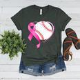 Breast Cancer Awareness Baseball Mom Women's Heather T-Shirt Heather Forest Breast Cancer Awareness Baseball Mom Women's Heather T-Shirt Heather Forest