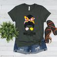 Busy Raising Ballers Softball Messy Bun Baseball Mom Women's Heather T-Shirt Heather Forest