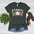 Catcher Mom Baseball Mom Leopard Game Day Women's Heather T-Shirt Heather Forest Catcher Mom Baseball Mom Leopard Game Day Women's Heather T-Shirt Heather Forest