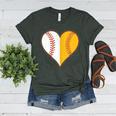 Cute Love Baseball Fast Pitch Softball Heart Baseball Mom Women's Heather T-Shirt Heather Forest Cute Love Baseball Fast Pitch Softball Heart Baseball Mom Women's Heather T-Shirt Heather Forest