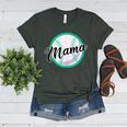 Cute Mama Script Font On Baseball Mom Women's Heather T-Shirt Heather Forest