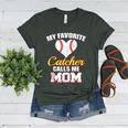 My Favorite Catcher Calls Me Mom Catcher Baseball Mom Heart Women's Heather T-Shirt Heather Forest
