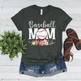 Floral Baseball Mom Mother's Day Cute Baseball Mama Mommy Women's Heather T-Shirt Heather Forest