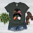 Football Mom Baseball Mom Of Both Messy Bun Mother's Day Premium Tri-Blend Women's Heather T-Shirt Heather Forest Football Mom Baseball Mom Of Both Messy Bun Mother's Day Premium Tri-Blend Women's Heather T-Shirt Heather Forest