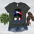 French Baseball Mom France Messy Bun Women's Heather T-Shirt Heather Forest French Baseball Mom France Messy Bun Women's Heather T-Shirt Heather Forest