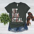 Hit Run Steal Baseball Mom For Women Baseball Women's Heather T-Shirt Heather Forest Hit Run Steal Baseball Mom For Women Baseball Women's Heather T-Shirt Heather Forest