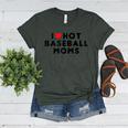 I Love Hot Baseball Moms Red Heart Women's Heather T-Shirt Heather Forest