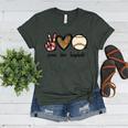 Peace Love Baseball Mom Leopard Print Cheetah Pattern Women's Heather T-Shirt Heather Forest