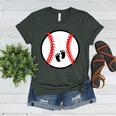 Pregnant Baseball Mom Pregnancy Announcement Baby Feet Belly Women's Heather T-Shirt Heather Forest