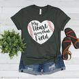 Retro My Heart Is On That Field Baseball Mom Mother's Day Women's Heather T-Shirt Heather Forest
