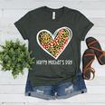 Softball Baseball Mom Valentine Leopard Heart Mother's Day Women's Heather T-Shirt Heather Forest