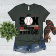 My Son Throws Harder Than Your Husband Baseball Mom Women's Heather T-Shirt Heather Forest