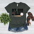 My Son Will Be Waiting For You At Home Baseball Mom Women's Heather T-Shirt Heather Forest My Son Will Be Waiting For You At Home Baseball Mom Women's Heather T-Shirt Heather Forest