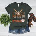 I Teach My Kids To Hit And Steal Baseball Moms Quote Women's Heather T-Shirt Heather Forest I Teach My Kids To Hit And Steal Baseball Moms Quote Women's Heather T-Shirt Heather Forest
