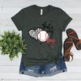 That's My Boy Leopard Heart Baseball Mom Premium Women's Heather T-Shirt Heather Forest