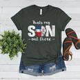 Thats My Son Out There For a Dominican Baseball Mom Women's Heather T-Shirt Heather Forest