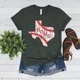 Vintage Texas State Map Home Baseball Lover Baseball Mom Women's Heather T-Shirt Heather Forest
