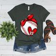 Womens Custom Baseball Mom Number 22 Heart For Mom Mommy Premium Women's Heather T-Shirt Heather Forest