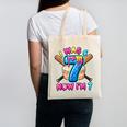 Blue Checkered I Was 6 Now I'm 7 Birthday Cake Baseball Drip Canvas Tote Bag Blue Checkered I Was 6 Now I'm 7 Birthday Cake Baseball Drip Canvas Tote Bag