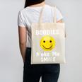 Boobies Make Me Smile Mardi Gras Raglan Baseball Tee Canvas Tote Bag