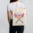 Dripping Pink Baseball Crossed Bats Summer Canvas Tote Bag