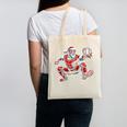 Santa Playing Baseball Catcher Merry Christmas Sport Player Canvas Tote Bag