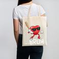 Valentines Bruh Red Heart Playing Baseball Men Boys Kids Canvas Tote Bag