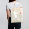 Valentines US Baseball Player Silhouette Heart Canvas Tote Bag