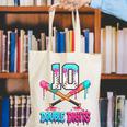 Baseball 10 Year Old Ice Cream Drip 10th Bday Double Digits Canvas Tote Bag Baseball 10 Year Old Ice Cream Drip 10th Bday Double Digits Canvas Tote Bag