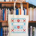 Baseball Catcher Ugly Christmas Sweater Pattern Sports Xmas Canvas Tote Bag Baseball Catcher Ugly Christmas Sweater Pattern Sports Xmas Canvas Tote Bag