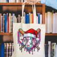 Baseball Christmas Santa Hat Baseball Christmas Drip Canvas Tote Bag