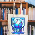 Baseball Drip Ice Cream Blue Glow Melt Ball Graphic Canvas Tote Bag Baseball Drip Ice Cream Blue Glow Melt Ball Graphic Canvas Tote Bag