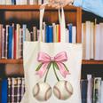 Baseball Girls Women Coquette Pink Bow Baseball Canvas Tote Bag Baseball Girls Women Coquette Pink Bow Baseball Canvas Tote Bag