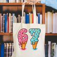 Baseball Ice Cream Drip 6 7 Kids 67 Birthday Canvas Tote Bag