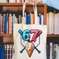 Baseball Ice Cream Drip 67 Six Seven Gen Alpha Slang Meme Canvas Tote Bag