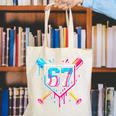Baseball Ice Cream Drip Number 67 Player 67th Birthday 67 Canvas Tote Bag