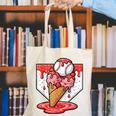 Baseball Ice Cream Drip Baseball Strawberry For Youth Red Canvas Tote Bag Baseball Ice Cream Drip Baseball Strawberry For Youth Red Canvas Tote Bag