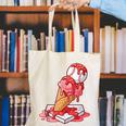 Baseball Ice Cream Drip Youth Strawberry Baseball Red Canvas Tote Bag Baseball Ice Cream Drip Youth Strawberry Baseball Red Canvas Tote Bag